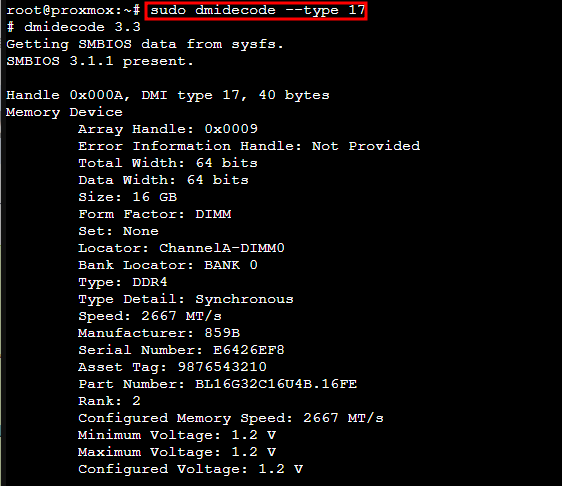리눅스 CLI에서 램 정보(용량/클럭/스피드) 확인하는방법.